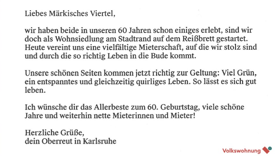 Die Rückseite der Postkarte aus Karlsruhe-Oberreut